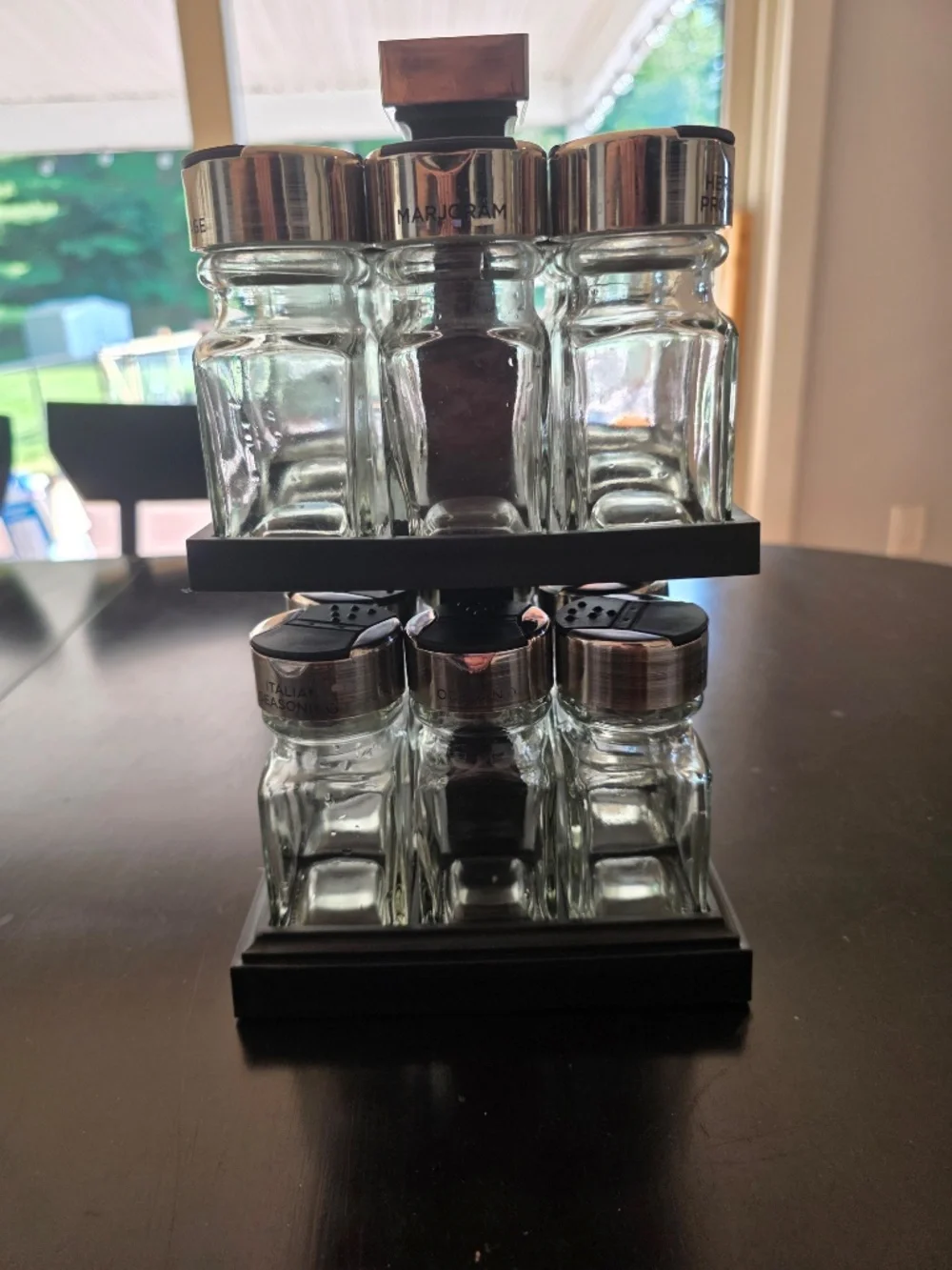 16 Glass Jar Square Carousel Spice Rack